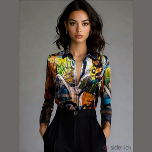 Vintage Dolcezza Abstract Art Burnout Velvet Designer Blouse